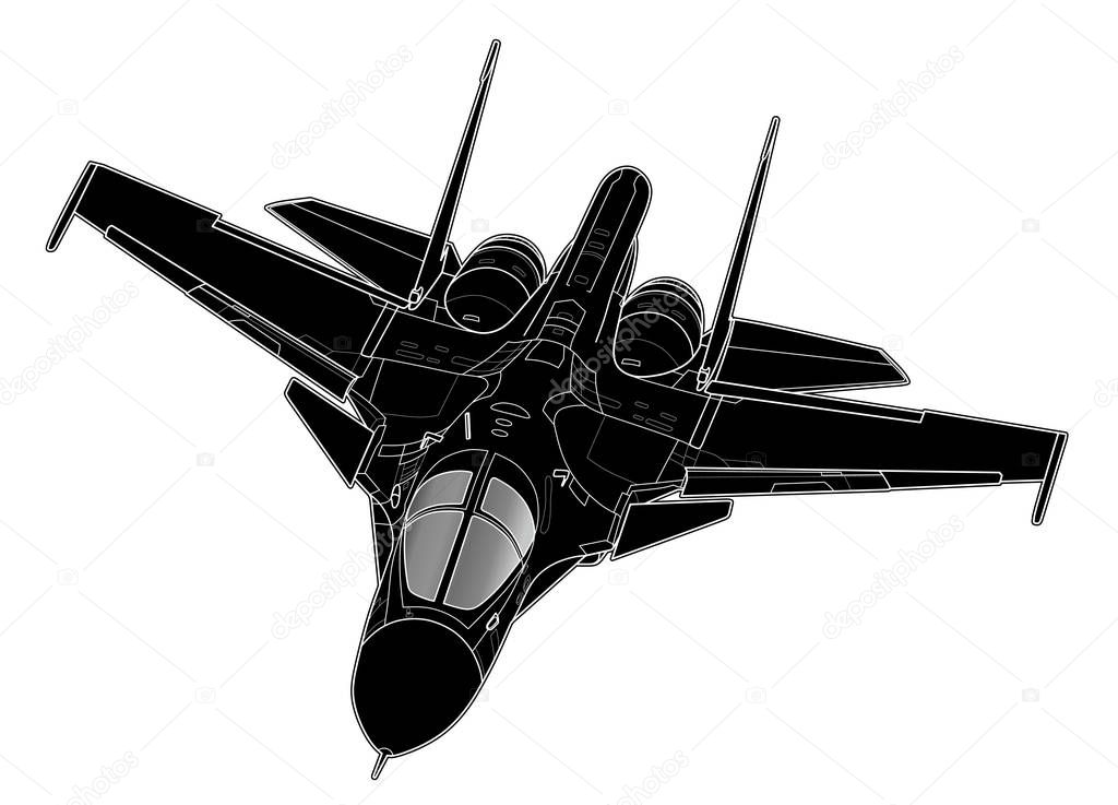 Vector draw of modern Russian jet bomber aircraft.