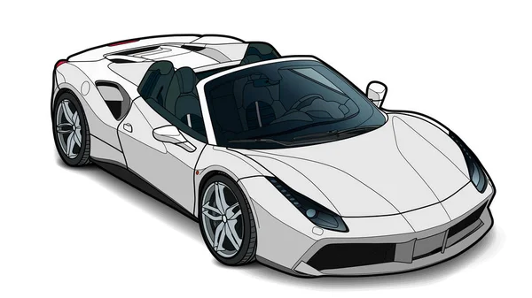Desenho Vetorial Detalhado Carro Esporte Plano Com Opção Curso Preto —  Vetores de Stock