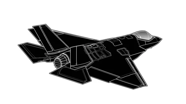 Atterrissage Nouvel Avion Chasse Réaction Américain Tirage Technique Isolé Sur — Image vectorielle
