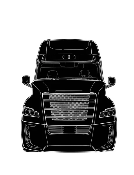 American trailer truck black and white sketch — Stock Vector