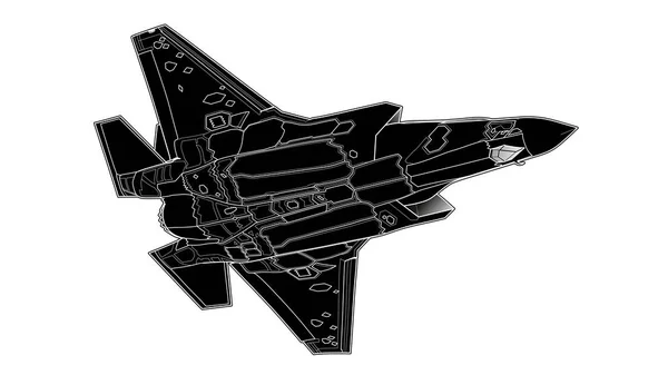 Dibujo vectorial del avión de combate americano moderno . — Vector de stock