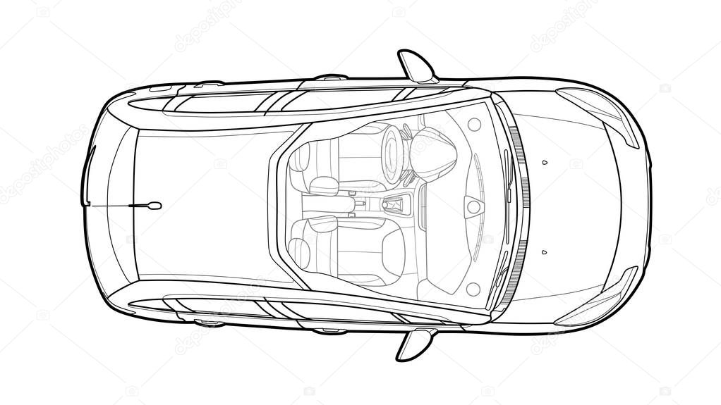 Car from top view vector. Flat design auto.