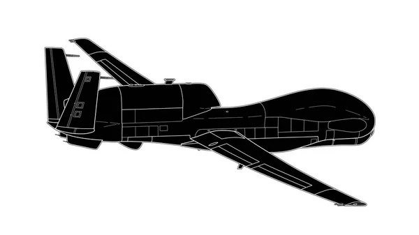 Drone de guerre U.A.V isolé en arrière-plan . — Image vectorielle