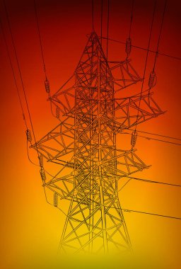 El elektrikli kule üzerinde beyaz çizilmiş kroki