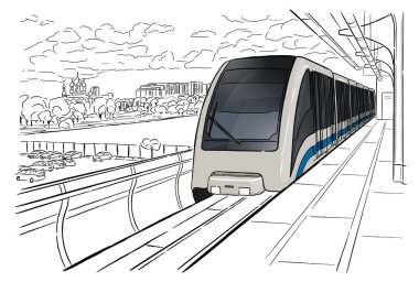 Moskova metro istasyonunun el çizimi çizimi