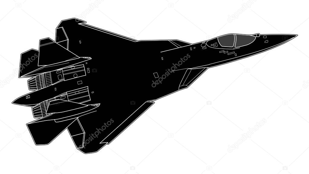 Vector draw of modern Russian jet fighter.