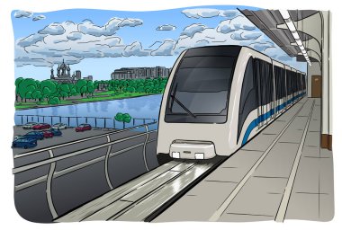 Moskova metro istasyonunun el çizimi çizimi