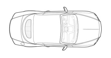 Araba üst görüş vektöründen. Düz tasarım otomatik.