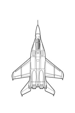 Modern Russian jet fighter aircraft. Vector draw clipart