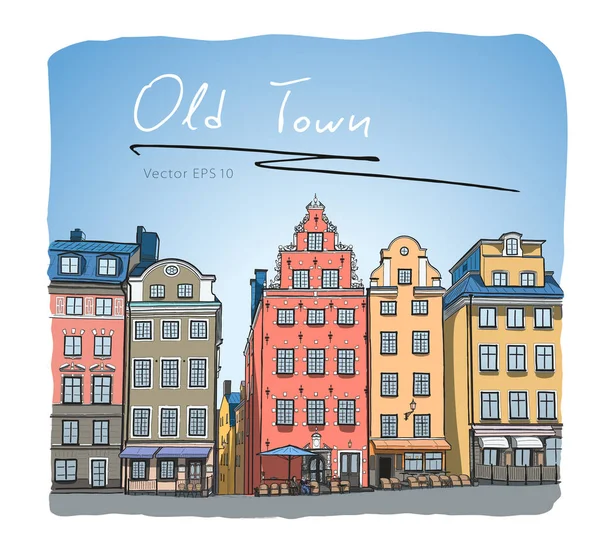 Schweden stockholm trade square handgezeichnete skizze — Stockvektor
