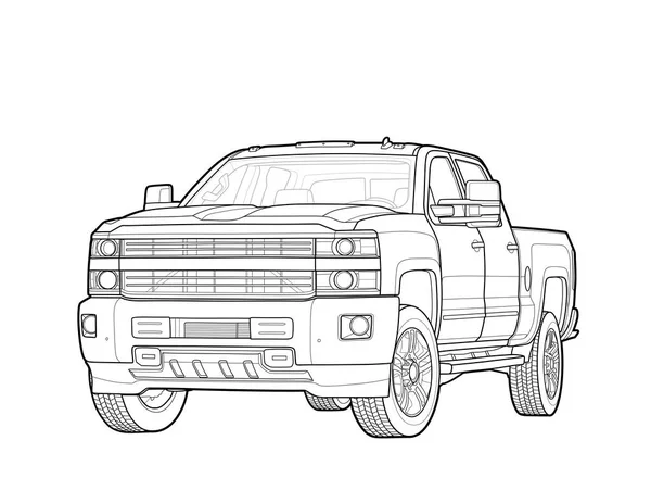 Pickup caminhão vetor desenhar isolado em branco —  Vetores de Stock