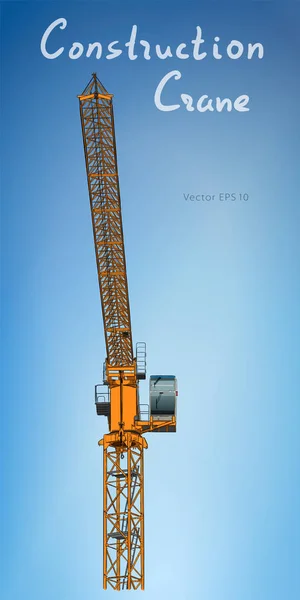 Guindaste de construção de torre. Arte de linha vetorial em branco — Vetor de Stock