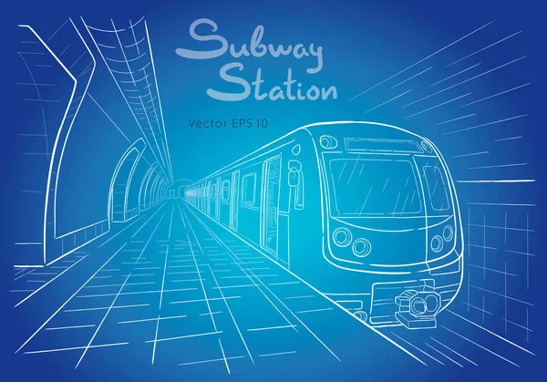 Kézzel rajzolt vázlat metróállomás illusztráció — Stock Vector