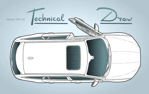 Bil fra øverste synsvektor. Flad design auto. – Stock-vektor