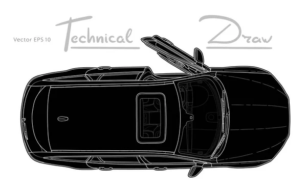 Bil fra øverste synsvektor. Flad design auto. – Stock-vektor