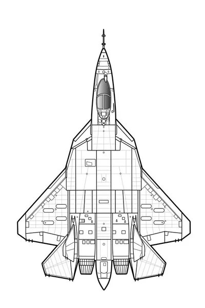 En yeni Rus savaş uçağı. Vektör çizimi — Stok Vektör