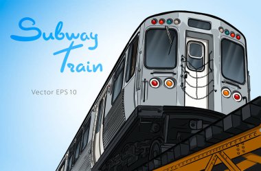 Metro treni. El çizimi vektör illüstrasyonu