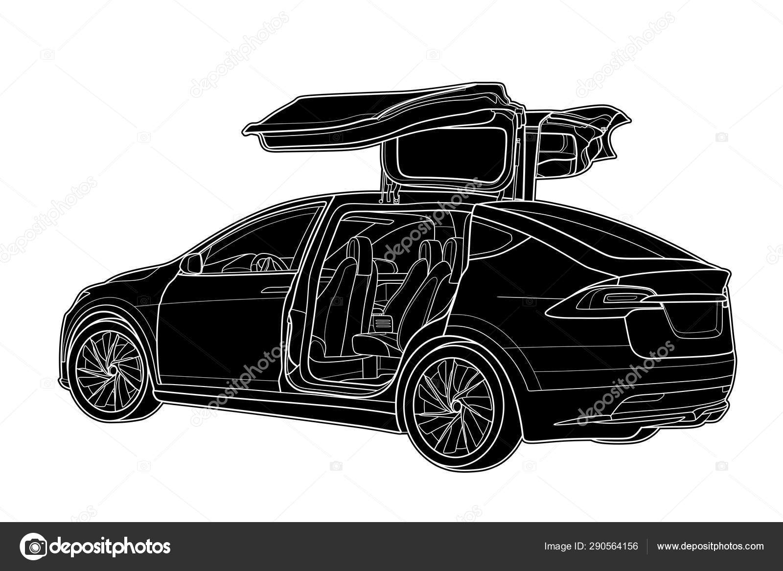 Vector Draw Of A Sport Car In Black Lines Stock Vector C Benzobak 290564156