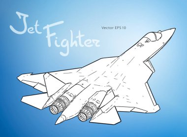 Modern Rus savaş uçağı. Vektör çizimi