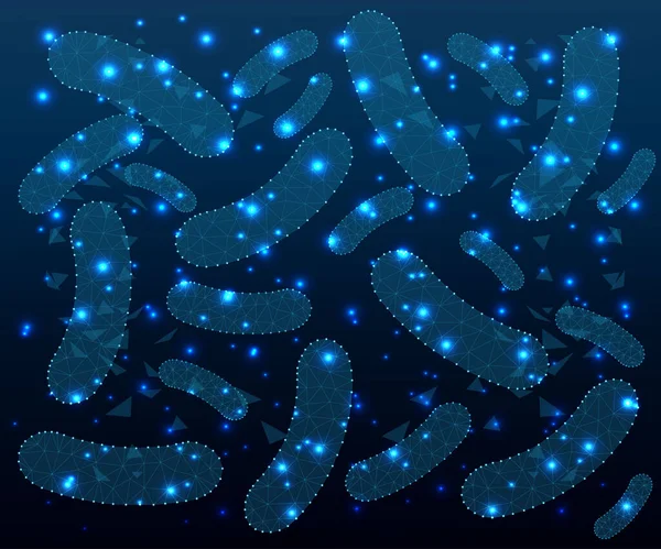Bactérias Probióticos Polígono Azul —  Vetores de Stock