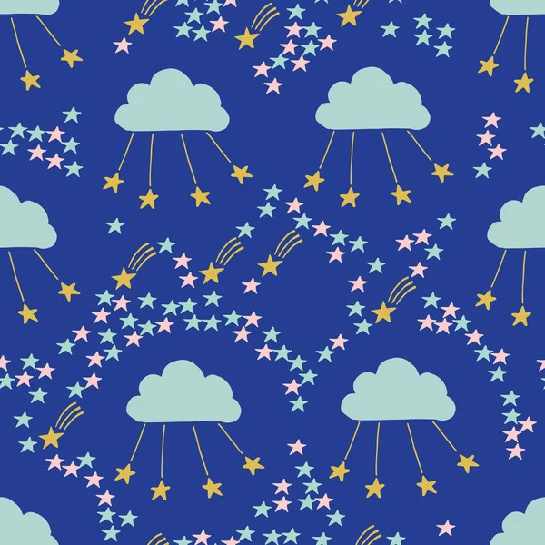 Cloud Star Doodle Seamless — стоковый вектор