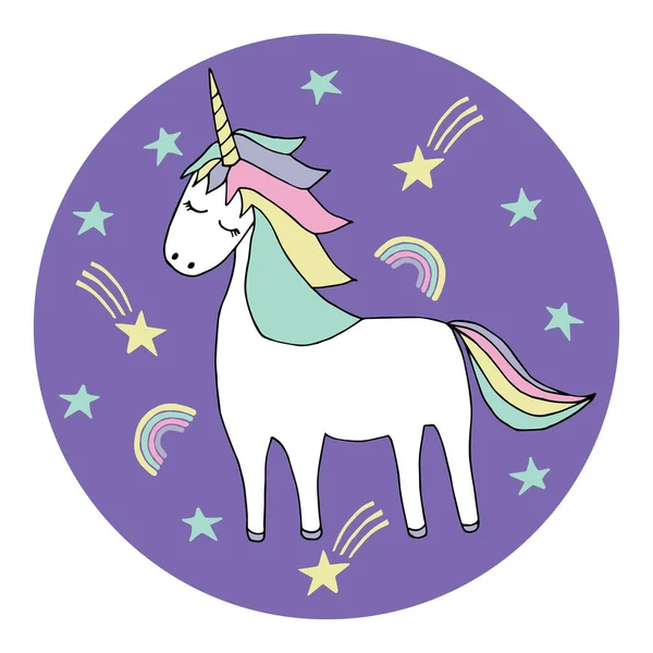 Licorne Doodle Couleur — Image vectorielle