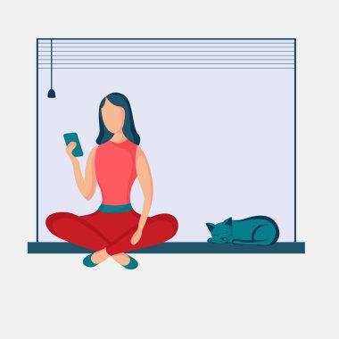 Telefonla oturan kız.