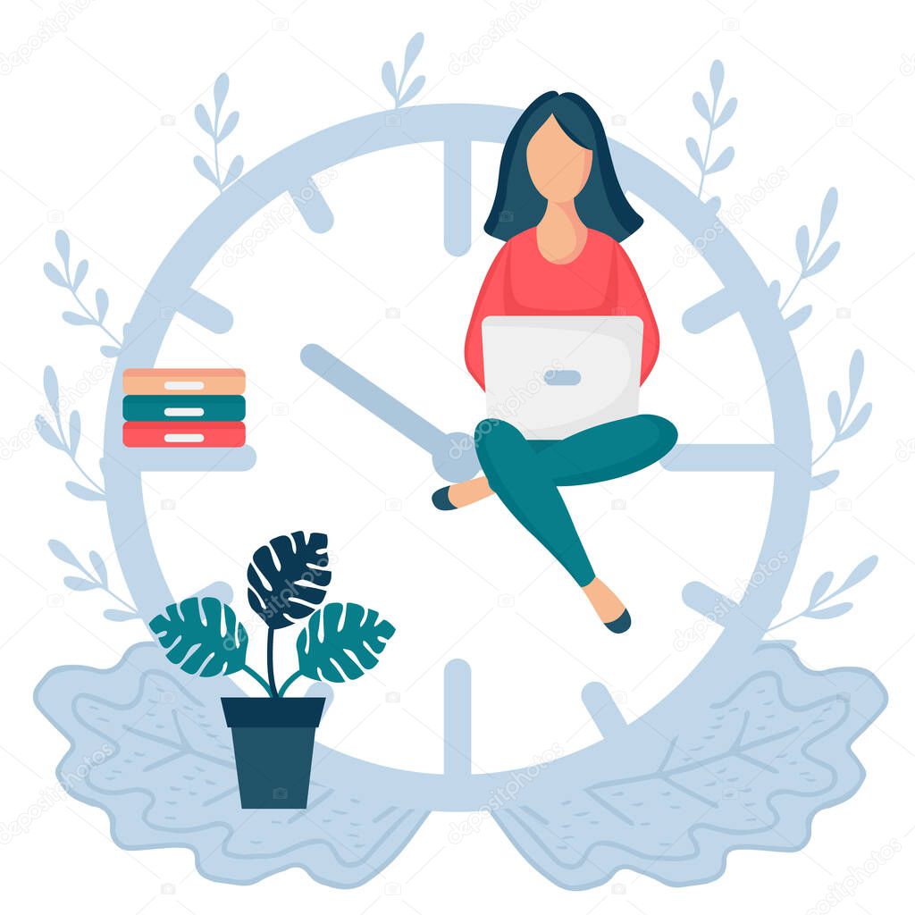 woman sitting clock arrows 1