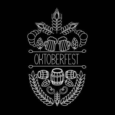 Oktoberfest 'e amblem çizilmiş. Siyah bir arkaplanda.