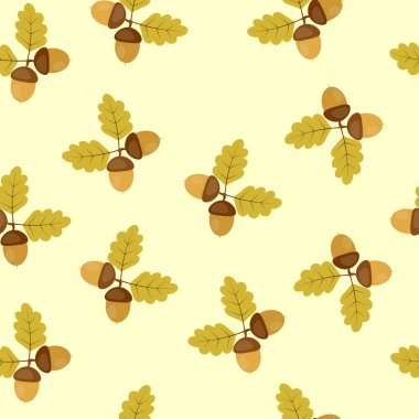 Meşe yaprakları ve meşe palamudu ile kusursuz desen