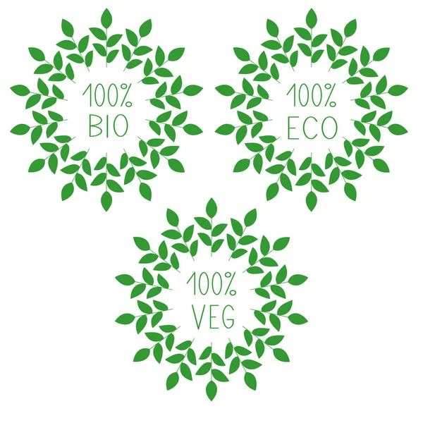 100 Bio Eco Veg — Vector de stock