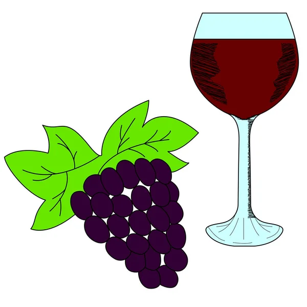 Trauben Und Weingläser Rotwein — Stockvektor