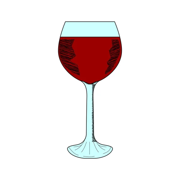 赤ワインのグラス カラースケッチ — ストックベクタ