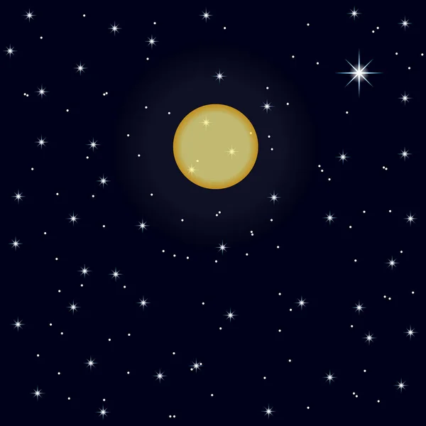Lysande Stjärnor Och Måne Mörkblå Himmel — Stock vektor