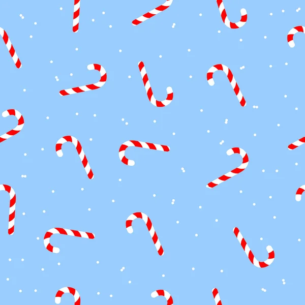 Süße Weihnachtsbonbons Nahtloses Muster Auf Blauer Textur — Stockvektor