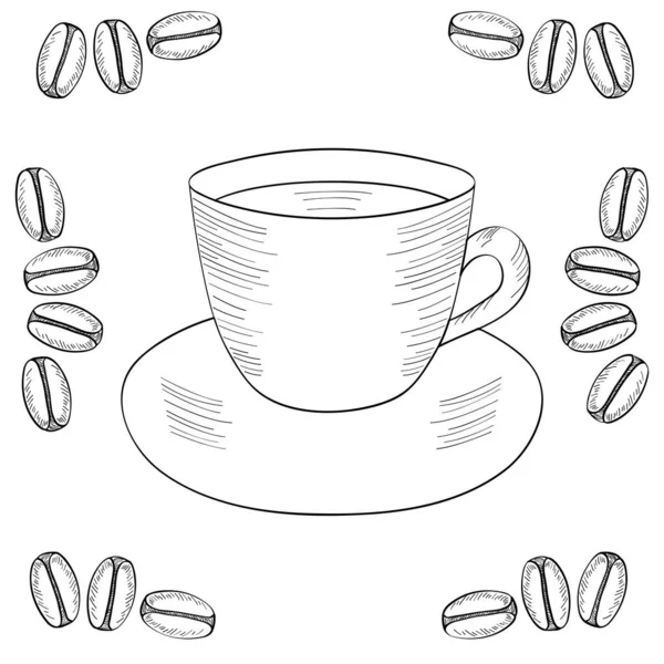 Kaffekopp Kaffeböna Utsäde — Stock vektor