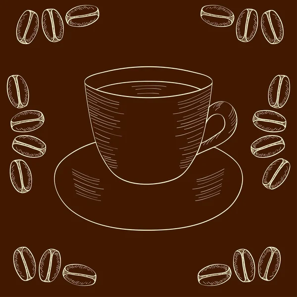 Kaffeetasse Kaffeebohnen Samen — Stockvektor