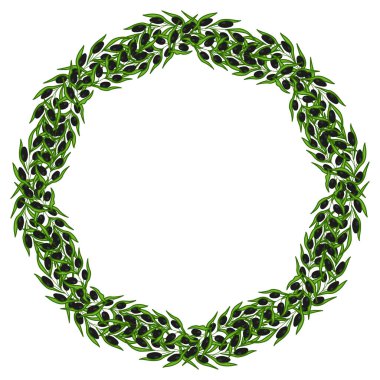 Zeytin çelengi ve el çizimi çizimi