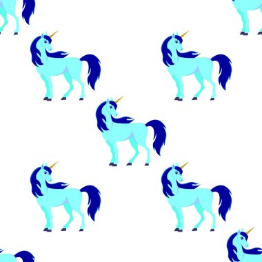 Mavi tek boynuzlu at ile kusursuz desen