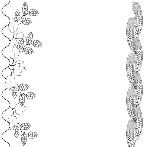 Dekorativer Hopfen Und Malzbezug — Stockvektor
