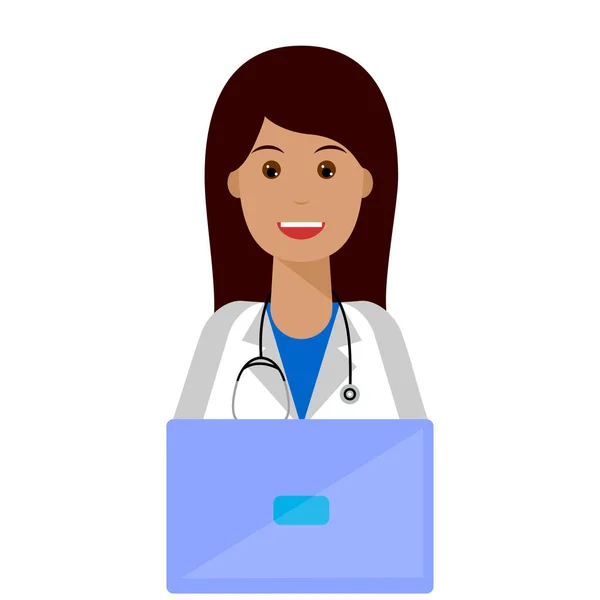 Médico Feminino Laptop — Vetor de Stock
