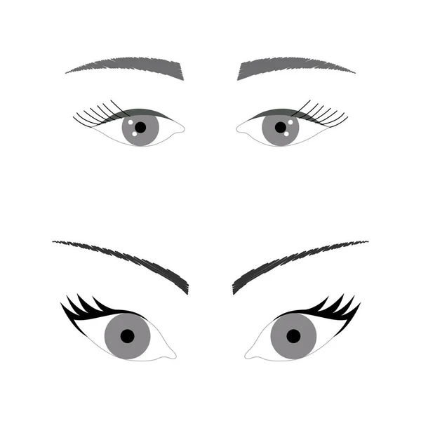 Изолированные Черно Белые Красивые Женские Глаза — стоковый вектор