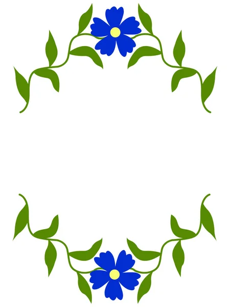 Geïsoleerde Vintage Florale Banner Met Blauwe Bloemen — Stockvector