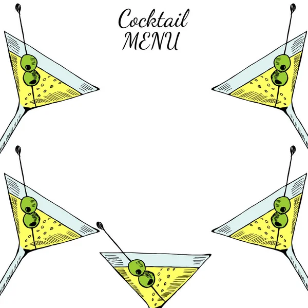 Martini Cocktailkarte Farbe — Stockvektor