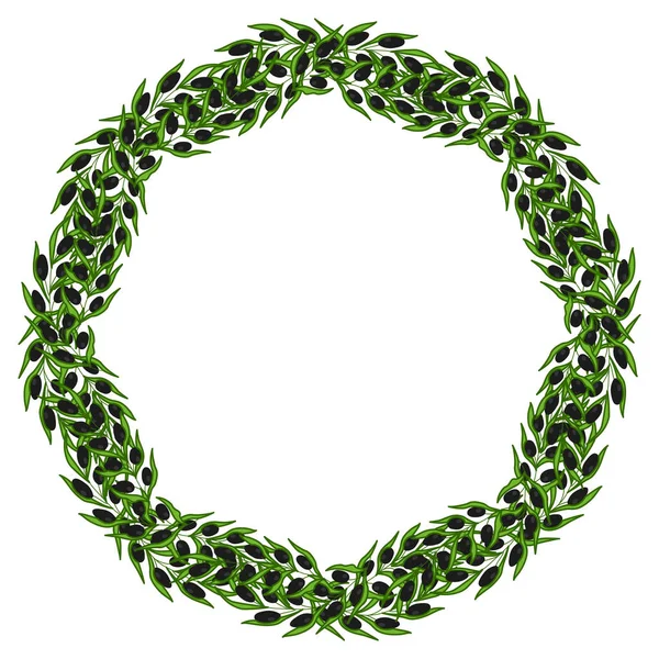 Zeytin çelengi ve el çizimi çizimi