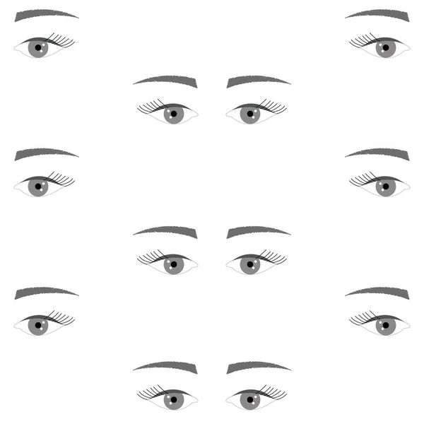 悲しい目と無限の目のパターンを持つシームレスな背景 — ストックベクタ