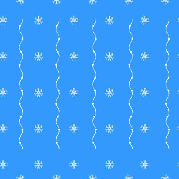 Nahtloses Muster Von Schneeflocken Mit Girlanden Auf Blauem Hintergrund — Stockvektor