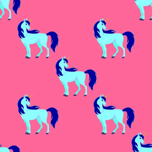 Modèle Sans Couture Avec Licorne Bleue — Image vectorielle