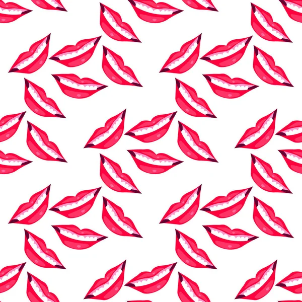 Motif Sans Couture Avec Sourire Lèvres Aléatoire — Image vectorielle