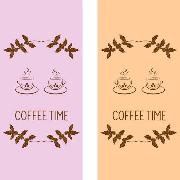 Bannières Verticales Tasse Café Branches — Image vectorielle
